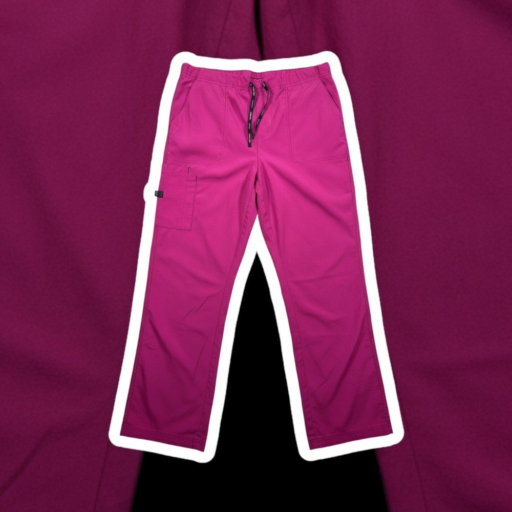 Carhartt Force Women Scrub Pants Pink Cargo Pocket Drawstring Workwear Bottoms L